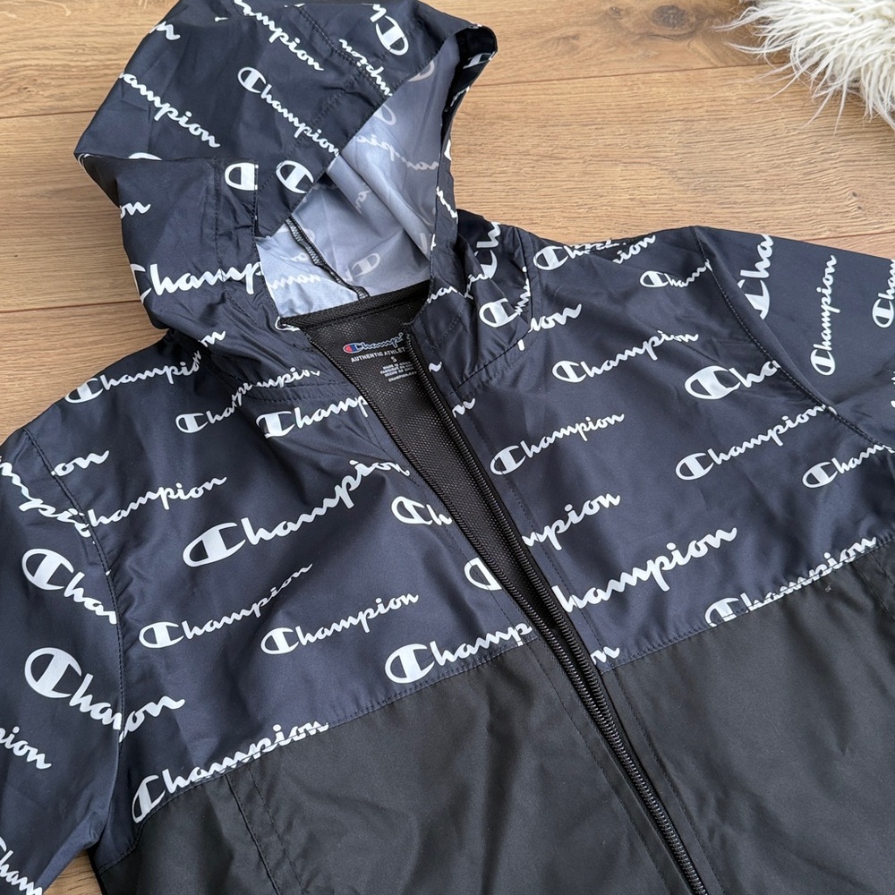 Champion Black and White Logo Windbreaker